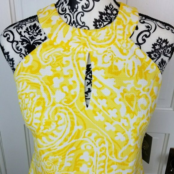 Vince Camuto Yellow Dress with Keyhole Neck - Picture 2 of 3
